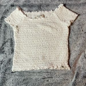 White cropped short sleeve shirt